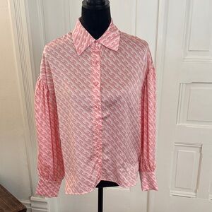 Women’s Pink Patterned Button Down Shirt